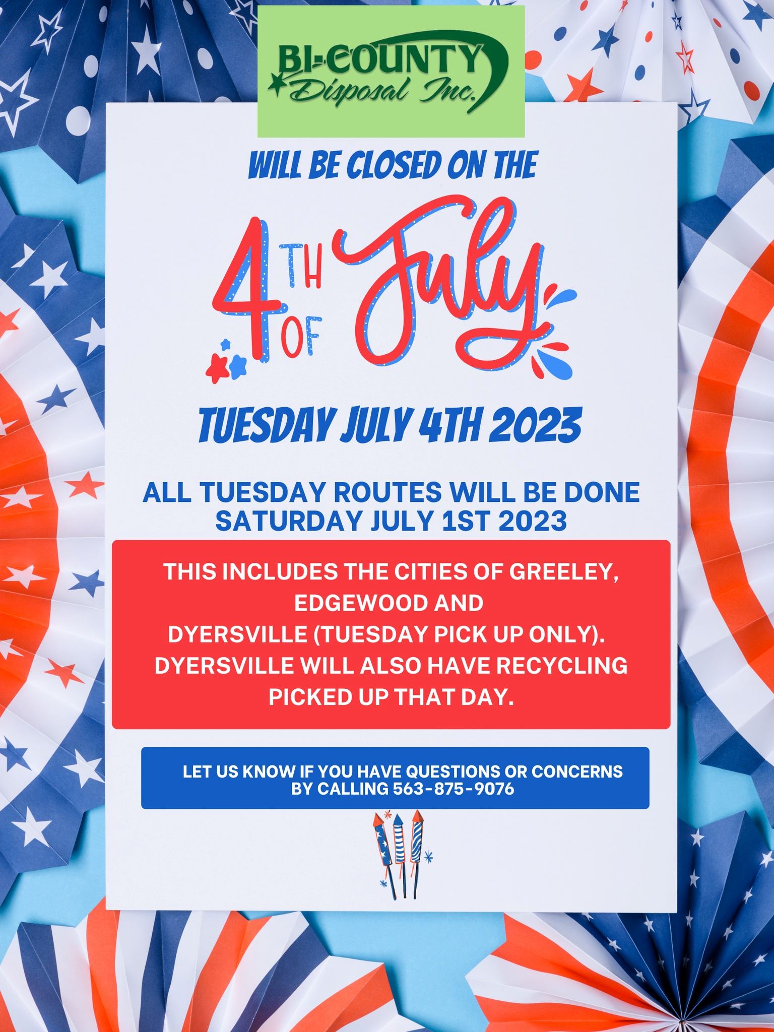 Garbage Pick Up July 4